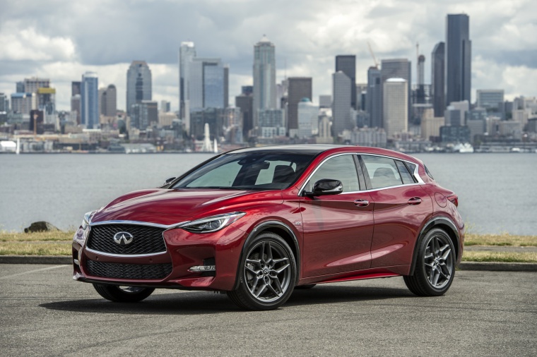2019 Infiniti QX30S in Magnetic Red from a front left view